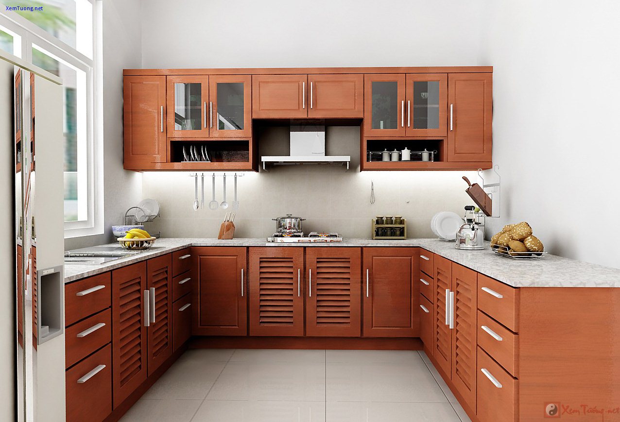 Tủ bếp thường được thiết kế bằng gỗ